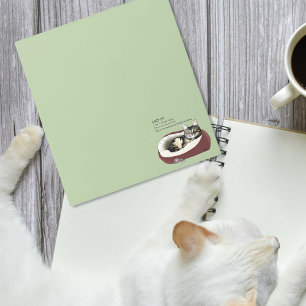 Lazy Cat Bed Green Funny Notepad