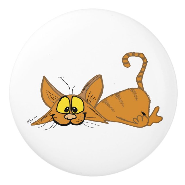Lazy Cat Ceramic Knob (Front)