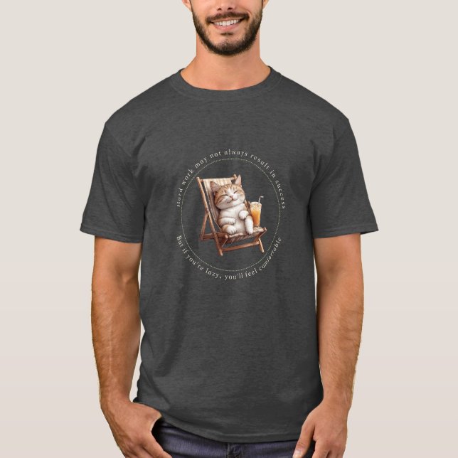 Lazy Cat, Funny Cat T-Shirt (Front)