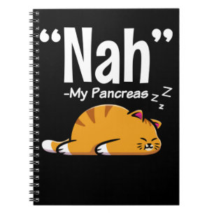 Lazy Cat Funny Pancreas T1D Diabetes Notebook