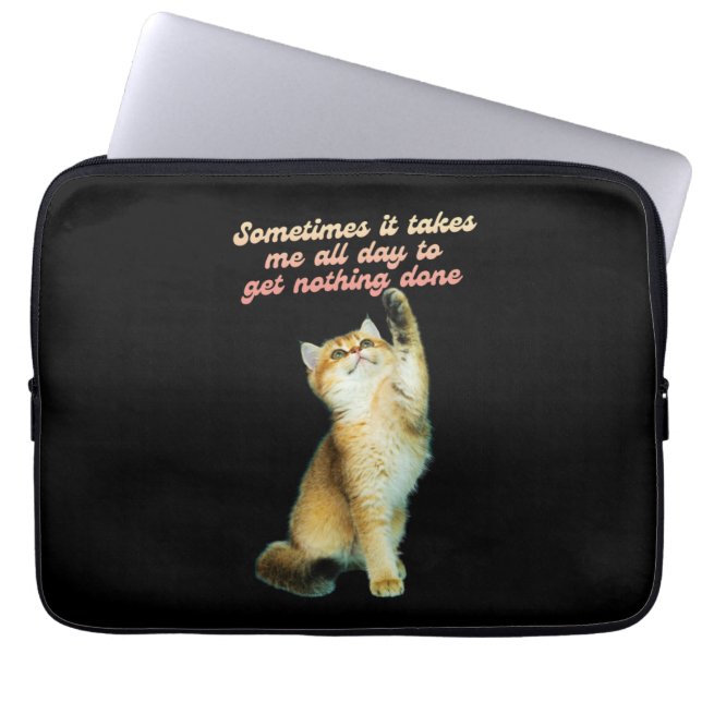 Lazy Cat Lover Funny Cute Cat Laptop Sleeve (Front)