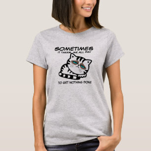 Lazy Cat Tee, Funny Cat Meme Slogan Graphic shirt