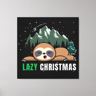 Lazy Christmas Sloth Funny Canvas Print