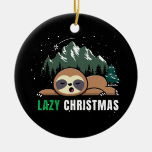 Lazy Christmas Sloth Funny Ceramic Tree Decoration