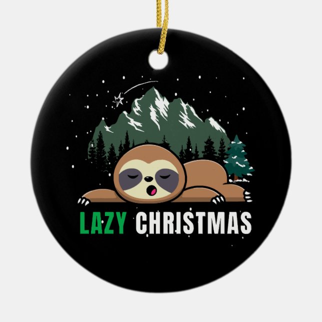 Lazy Christmas Sloth  Funny Ceramic Tree Decoration (Front)