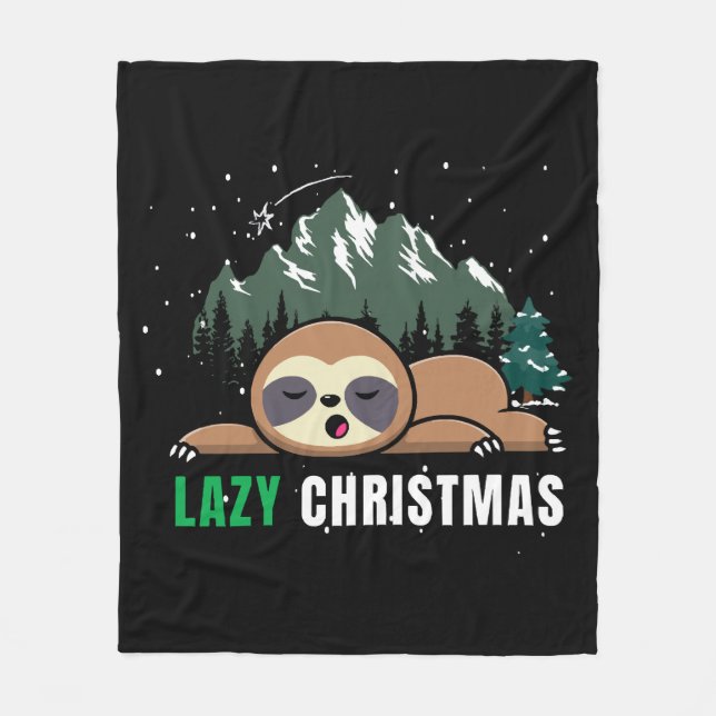 Lazy Christmas Sloth  Funny Fleece Blanket (Front)