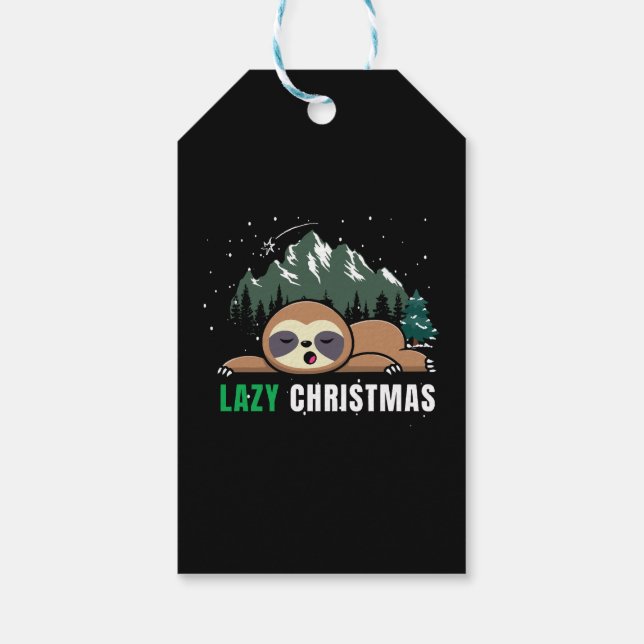 Lazy Christmas Sloth  Funny Gift Tags (Back)