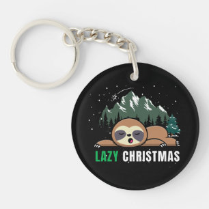 Lazy Christmas Sloth  Funny Key Ring