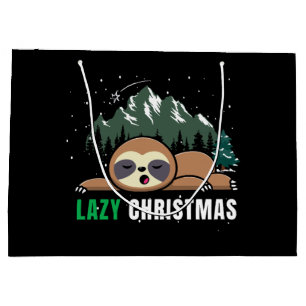 Lazy Christmas Sloth Funny Large Gift Bag