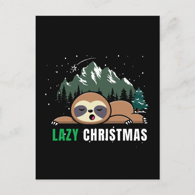 Lazy Christmas Sloth  Funny Postcard (Front)