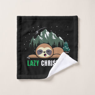 Lazy Christmas Sloth Funny Wash Cloth