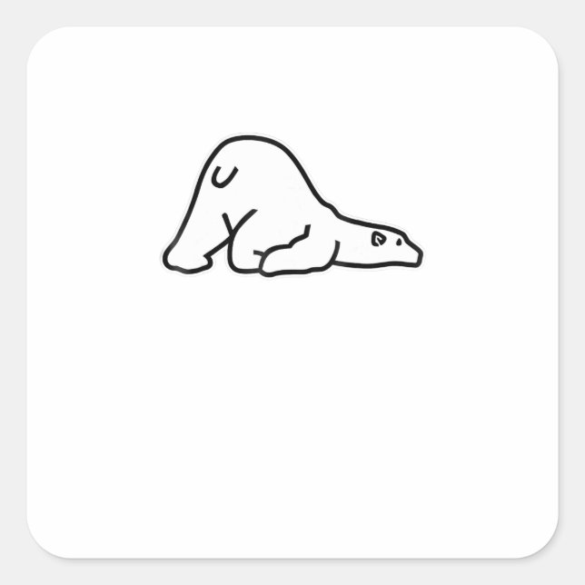 Lazy Cute Polar Bear Animal Lover Square Sticker (Front)