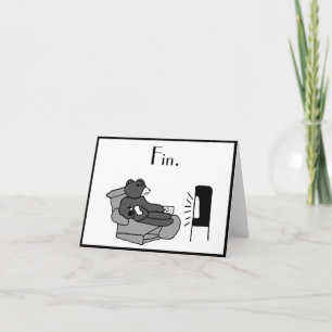 Lazy Dad Bear Cartoon with “Fin”, Noir Movie Joke Card