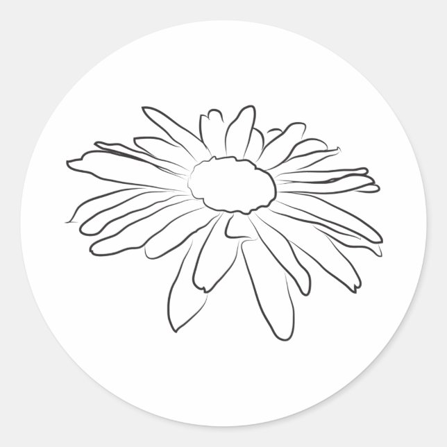 Lazy Daisy Flower Drawing Classic Round Sticker (Front)