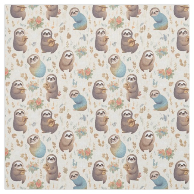 "Lazy Day Dreams: Whimsy Sloth Fabric (Swatch)