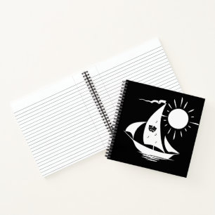 Lazy Day Sailing Theatre White Sailboat Notebook