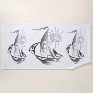 Lazy Day Sailing White Beach Towel