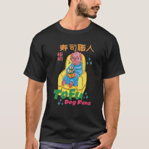 lazy dog eating Tofu Pun for Tofu fans  Asian Vega T-Shirt