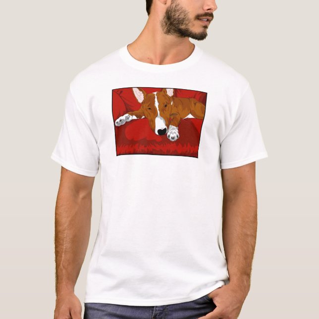 Lazy English Bull Terrier Dog Breed Illustration T-Shirt (Front)