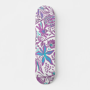 Lazy Floral Pattern on White Skateboard
