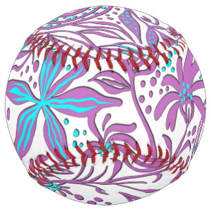 Lazy Floral Pattern on White  Softball