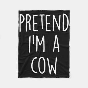 Lazy Funny Halloween Costume Shirt - Cow Costume  Fleece Blanket