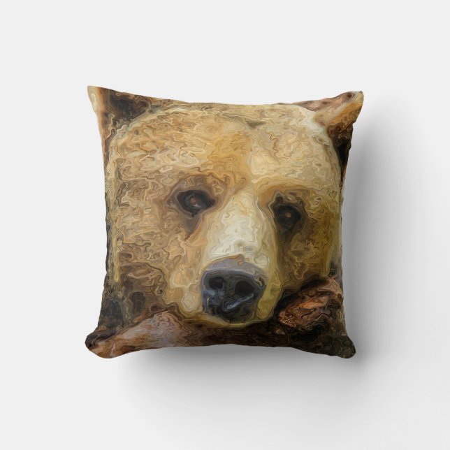 Lazy Grizzly Bear Cushion (Front)