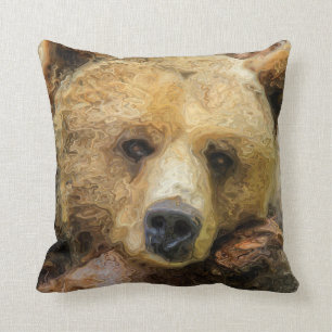 Lazy Grizzly Bear Cushion