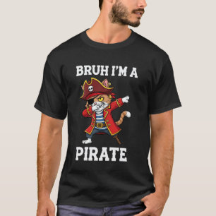 Lazy Halloween Costume Bruh Pirate Cat Pretend I'm T-Shirt