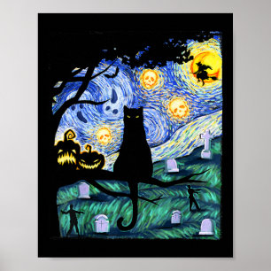 Lazy Halloween Costume Women Men Scary Black Cat Poster
