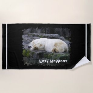 Lazy Happens Polar Bear Beach Towel