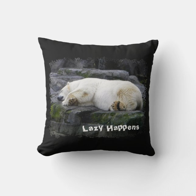 Lazy Happens Polar Bear Cushion (Front)