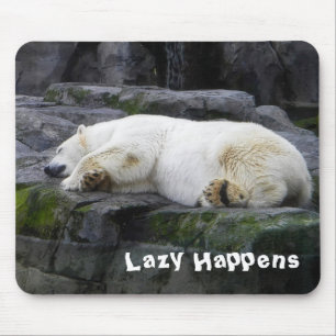 Lazy Happens Polar Bear Mouse Pad