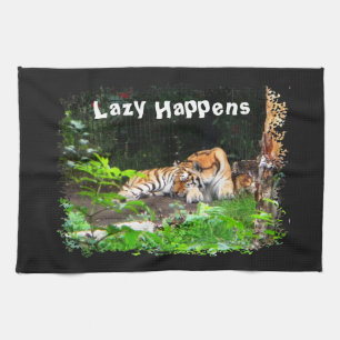 Lazy Happens Siberian Tiger Tea Towel