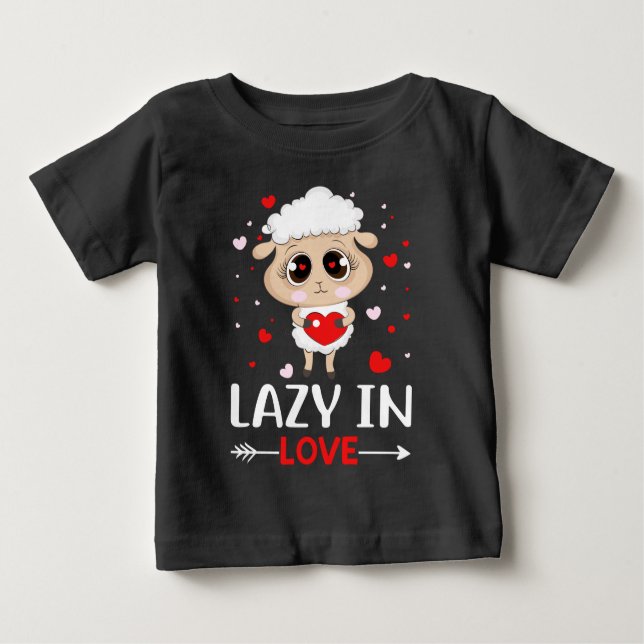 Lazy in Love Sheep for Valentine's Day Singles Baby T-Shirt (Front)