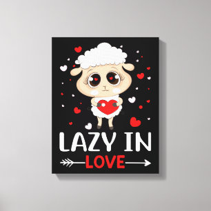 Lazy in Love Sheep for Valentine's Day Singles Canvas Print