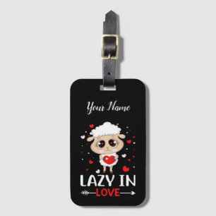 Lazy in Love Sheep for Valentine's Day Singles Luggage Tag