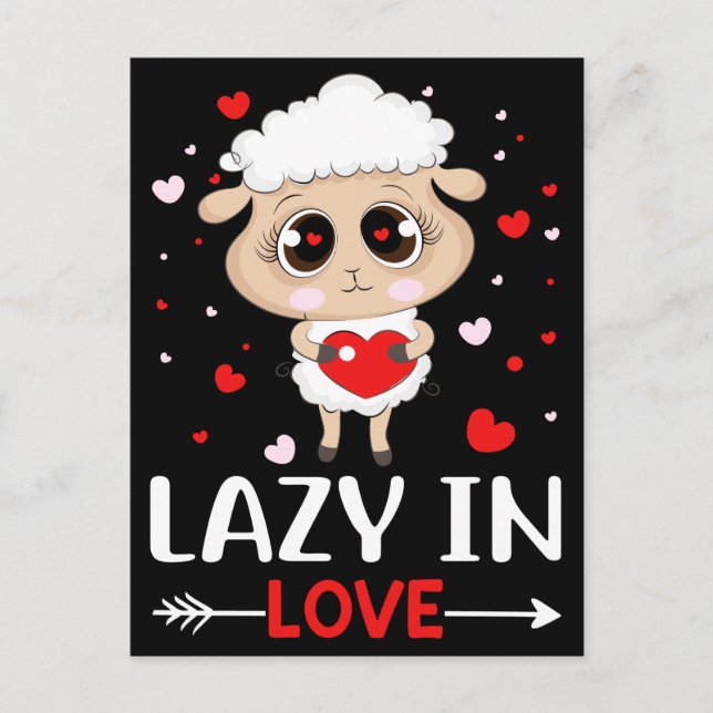 Lazy in Love Sheep for Valentine's Day Singles Postcard (Front)