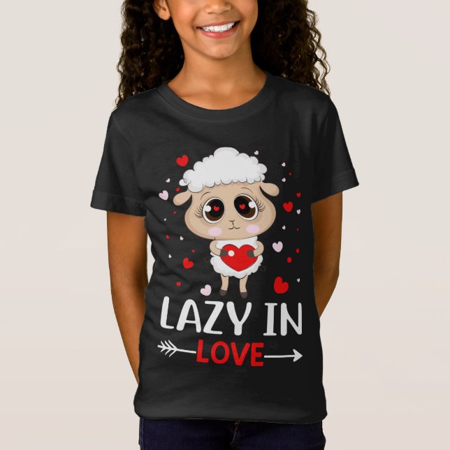 Lazy in Love Sheep for Valentine's Day Singles T-Shirt (Front)