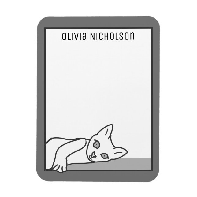 Lazy Kitten Art Personalised Novelty Cat Magnet (Vertical)