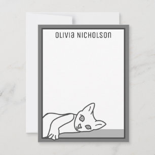 Lazy Kitten Whimsical Personalised Note Cards