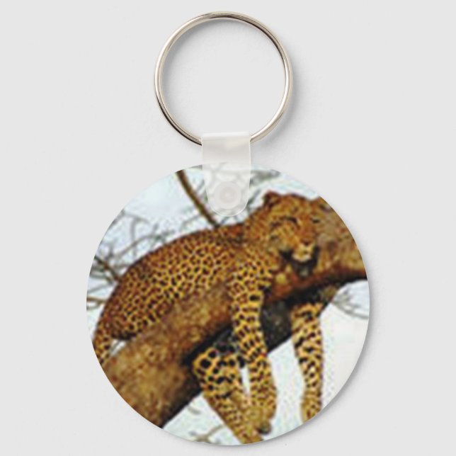 Lazy Leopard in a Tree Key Chain (Front)