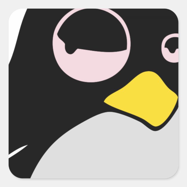 LAZY LINUX TUX PENGUIN SQUARE STICKER (Front)