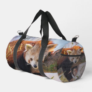 Lazy little red panda duffle bag