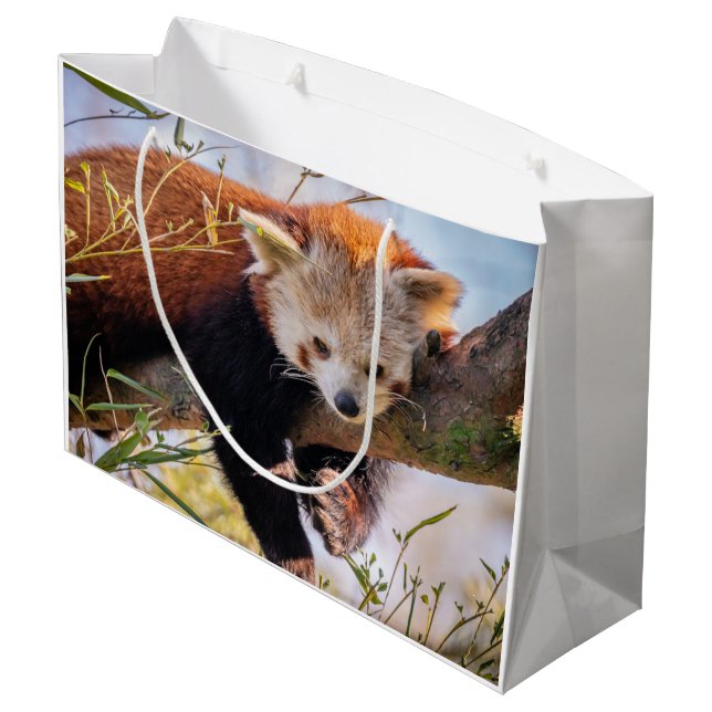 Lazy little red panda large gift bag (Back Angled)