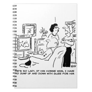 Lazy Man Watches Horse Racing on Television Notebook