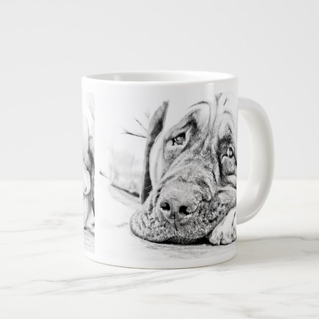 Lazy Mastiff Large Coffee Mug (Front Right)