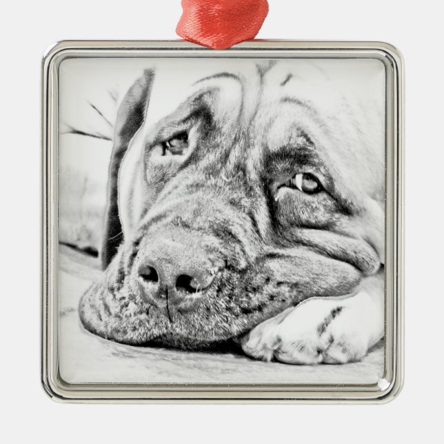 Lazy Mastiff Metal Tree Decoration (Front)