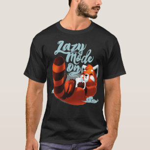 Lazy mode ON Fluffy Cute Red Panda Morning Coffee T-Shirt