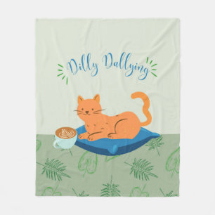 Lazy Orange Cat Fleece Blanket